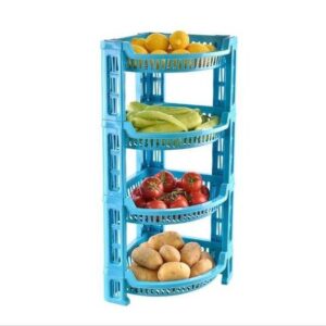 Blue 4-Tier Plastic Vegetable Storage Rack