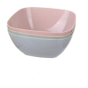 Pastel Square Plastic Bowls 1600ml Set
