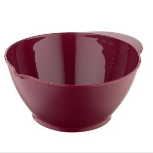 Burgundy Plastic Mixing Bowl with Measuring Marks 2400ml