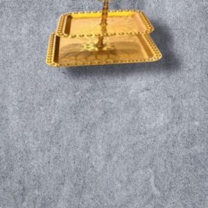 Gold Embossed 2-Tier Square Cake Stand