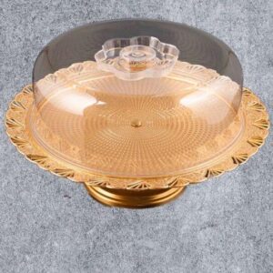 Gold Footed Cake Stand with Clear Dome Lid