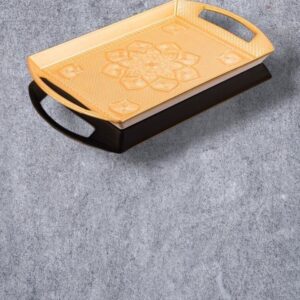 Gold Mandala Rectangular Tray with Handles