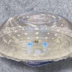 Clear Glass Domed Cake Plate with Lace Trim