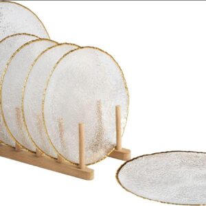 Glasscom Harmony 7-Piece Glass Cake Set Gold Rim