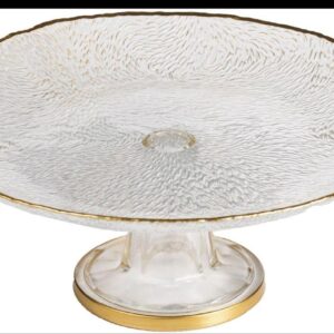 Glass Footed Cake Stand Gold Rim