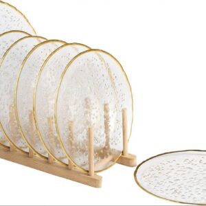 Transparent Gold-Rim Hammered Glass 7-Piece Cake Set