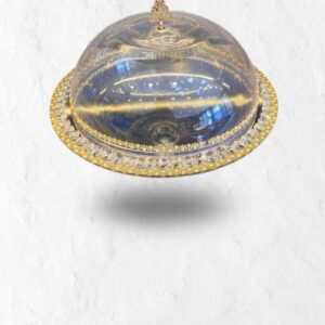 Gold Crystal-Edged Dome Cloche Serving Tray