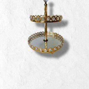 Gold Mirrored 2-Tier Crystal Cake Stand