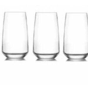 Clear Glass Tall Highball Tumblers Set of 3