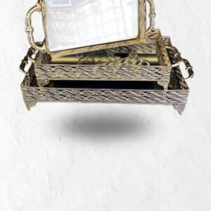 Gold Mirrored Rectangular Tray Set of 3