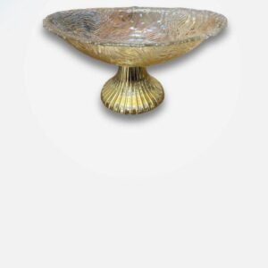 Gold Textured Glass Footed Comport Bowl