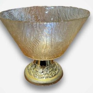 Gold Textured Glass Footed Bowl