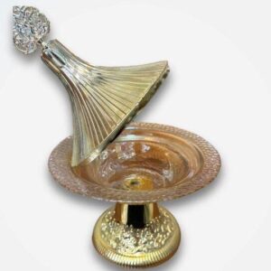 Gold & Glass Footed Candy Dish with Conical Lid