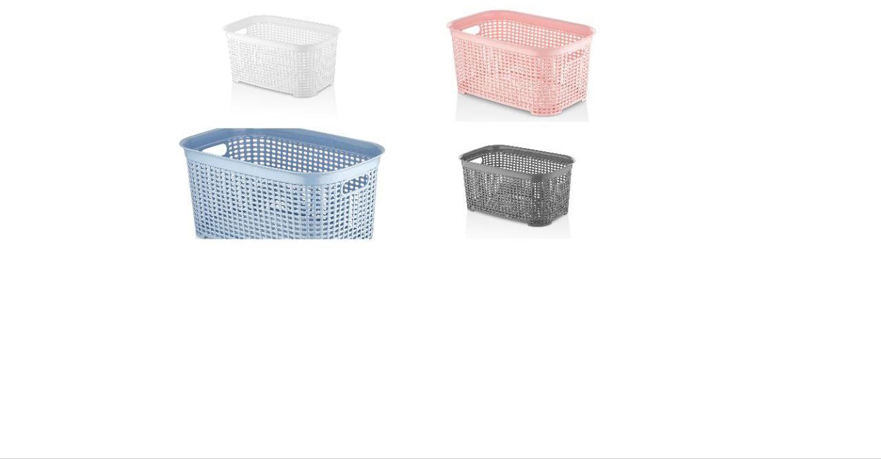 22L Rattan-Effect Plastic Storage Laundry Basket