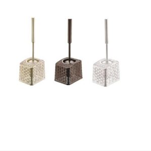 Rattan-Effect Plastic Toilet Brush and Holder