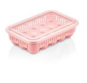 Pink 15-Egg Storage Box with Clear Lid