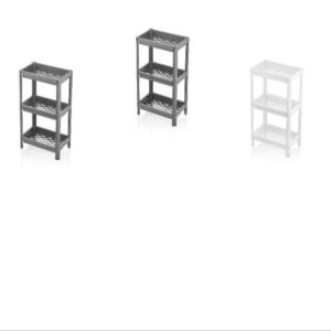 3-Tier Plastic Storage Shelf Unit Grey & White