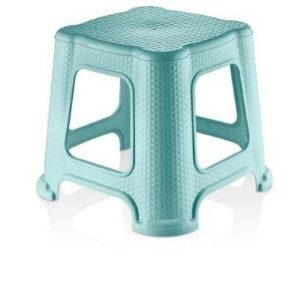 Mint Green Rattan-Effect Plastic Step Stool