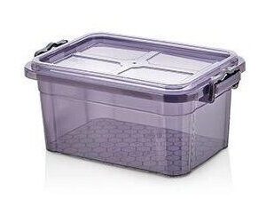 Purple Tint Plastic Storage Box with Clip Lid 5L