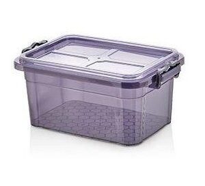 Purple Tint Plastic Storage Box with Clip Lid 7.5L