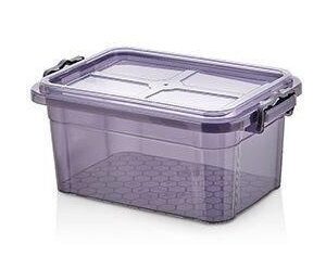 Purple Tint Plastic Storage Box with Clip Lid 10L