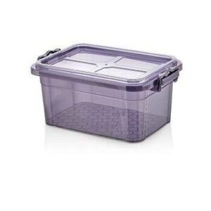 Purple Tint Plastic Storage Box with Clip Lid 15L