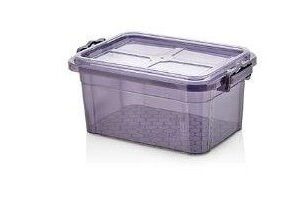 Purple Tint Plastic Storage Box with Clip Lid 20L