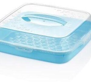 Blue Cake Storage Box with Clear Domed Lid