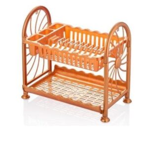 Copper 2-Tier Dish Drainer Rack with Tray