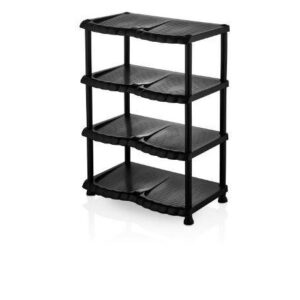 Black 4-Tier Plastic Shoe Rack Organiser