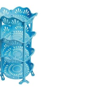 Blue Tiered Plastic Fruit Basket Stand