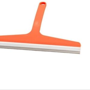 Orange Handheld Window Squeegee with Rubber Blade