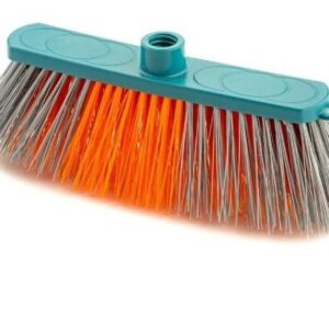 Teal Soft Broom Head with Orange & Grey Bristles