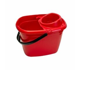 Red Plastic Mop Bucket with Wringer 13L